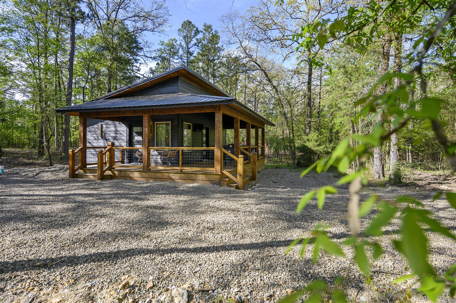 Emerald Star cabin exterior with covered porch